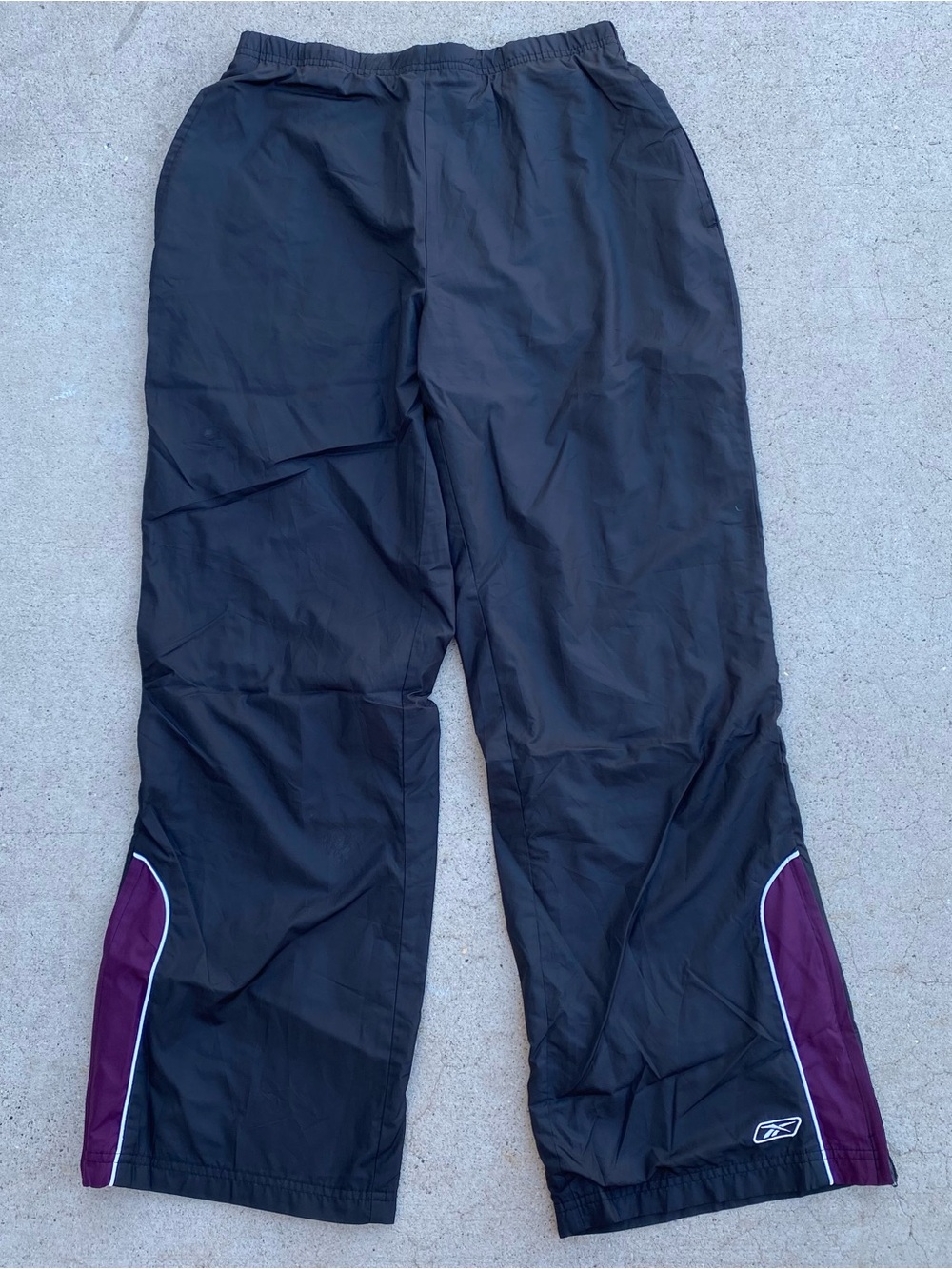 Vintage Reebok Pants Black Burgundy Piping Y2K Flared Bottom